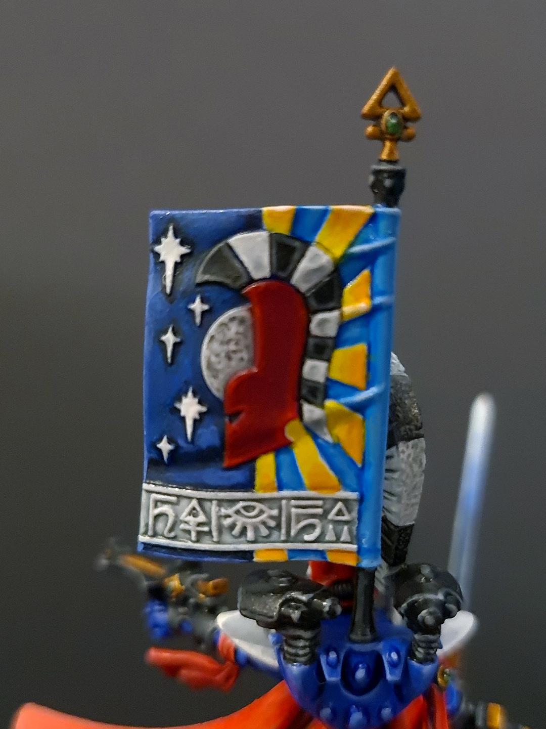 Eldar Phoenix Lord Asurmen conversion banner close-up